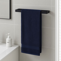 Towel Rail Wall Mounted Black Rectangle Style Rail 3 Sizes Bathroom En-Suite 