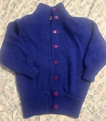 I B Diffusion Womens Sweater Wool Mohair Blend Cardigan Cobalt Blue Sz P