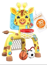 Move2Play Giraffe Basketball Hoop & Soccer Goal Activity Center | 30+ Sounds NIB