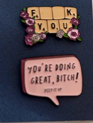  You re Doing Great B**ch!  Keep It Up & F**k You Flower Keyboard Enamel Pin Set