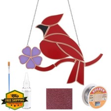 LemonRoad Stained Glass Cardinal Kit Pre-Cut for Adults