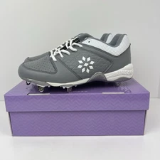 Ringor Rip-It Diamond Softball Spike Metal Cleats Gray White Womens Size 8 New