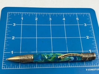 Judd's Excellent Quality Made Blue Green Acrylic Ballpoint Pen Fly Fishing Theme