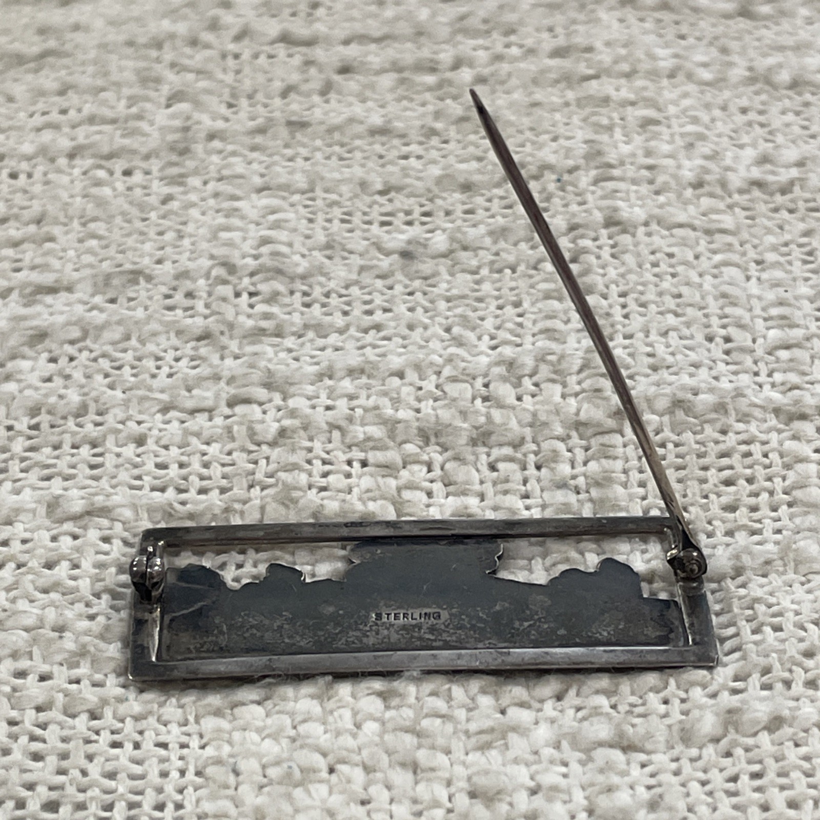 Sterling Silver 925 Vintage Rectangular Detailed … - image 6