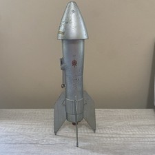 Vtg Rocket Toy Bank Berzac Creation Metal Astro Mfg. 1957 MCM Made in USA NO KEY