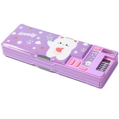 LilyBeauty Multifunction Pencil Case with Calculator, M, Purple 