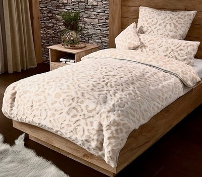  NEU_8 tlg. MONT CHALET Wendebettwäsche 3D-Leo-Ornamente Mikrofaser Chinchilla