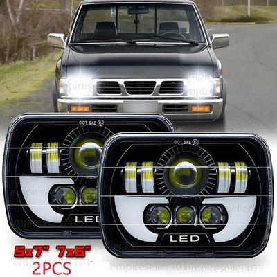 For Toyota Pickup Truck Nissan Hardbody D21 7x6''inch LED Headlights Hi-Lo
