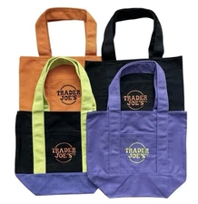 NEW TRADER JOE'S HALLOWEEN MINI CANVAS TOTE BAG - SET Of 4 -  READY TO SHIP!