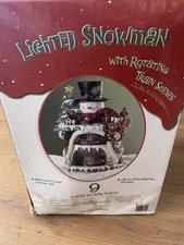 Lighted Snowman 18” Rotating Train Scenes 9 Songs Christmas Holiday Costco VTG