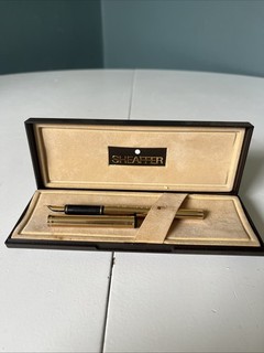 Sheaffer Fashion I Slim Fountain Pen Gold Plated Medium Nib White Dot