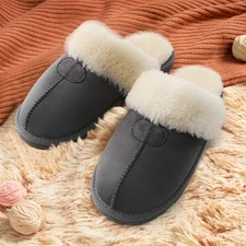 Women Indoor Fuzzy Fluffy Furry Slippers Comfortable Faux Fur Lining House Shoes