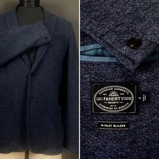 Faherty Reserve The Inlet Jersey Knit Blazer Deep Navy Melange Sport Coat Men XL