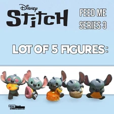 Just Play Disney Stitch Feed Me Series 3 Collectible Figures Set of 5 Cake Donut