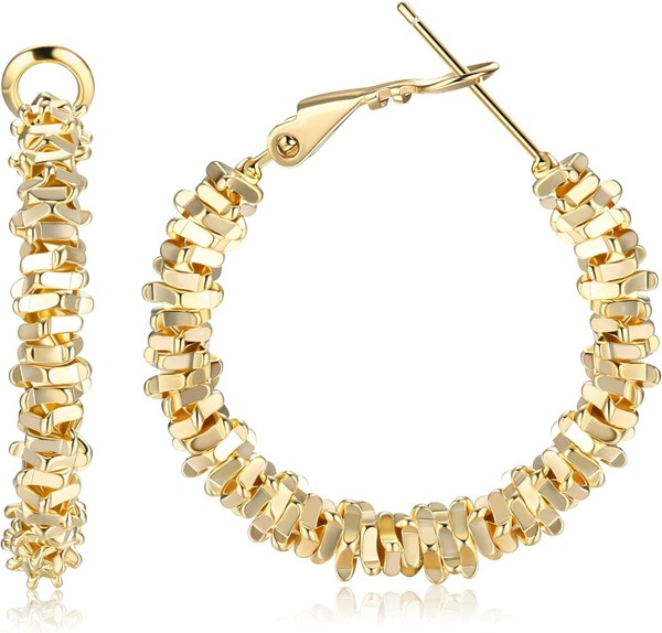 Ohrringe Creolen Silber 925 Hypoallergen Vergoldet 14K Huggie 10Mm-30Mm Damen-image