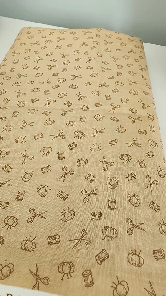 Fabric-100% Cotton-Cranston Print Works Co., Sewing Supplies, Brown - Image 3 of 4