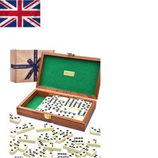 Classic Luxury Dominoes Set - 28 Painted Tiles with Brass Spinners in Mahogany