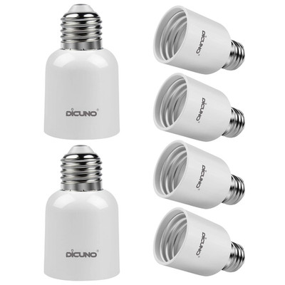 6 Pack Medium Base E26 to E39 Mogul Socket Adapter Standard E26 Screw to E39 NEW