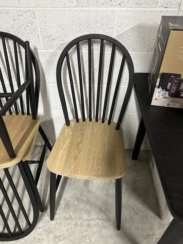 Cotswold Company Berkeley Oak and Black Set of 4 Dining Chairs - Image 3 of 4