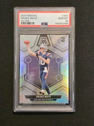 2024 Panini Mosaic Drake Maye Silver Prizm RC #303 PSA 10