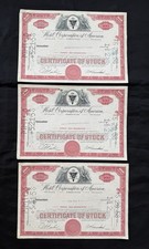 1957 Hotel Corporation of America Stock Certificates (3) A.M. Sonnabend Signed