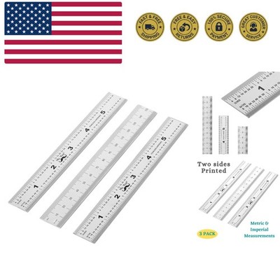 Machinist Ruler, 3 Pack, Metric, Precision, Stainless Steel, 6 inch