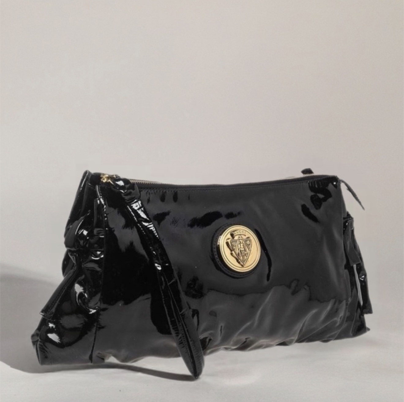 Vintage Gucci Black Patent Leather Hysteria Clutch Bag  Large Rare Tom Ford Era image 9