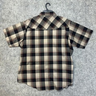 Ely Cattleman Western Shirt Men 3XL Tall Brown Plaid New Pearl Snap Short Sleeve
