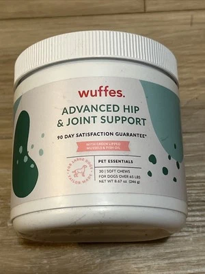 Wuffes Advanced Hip & Joint Support for Dogs over 65 lbs 30 Soft Dog Chews New