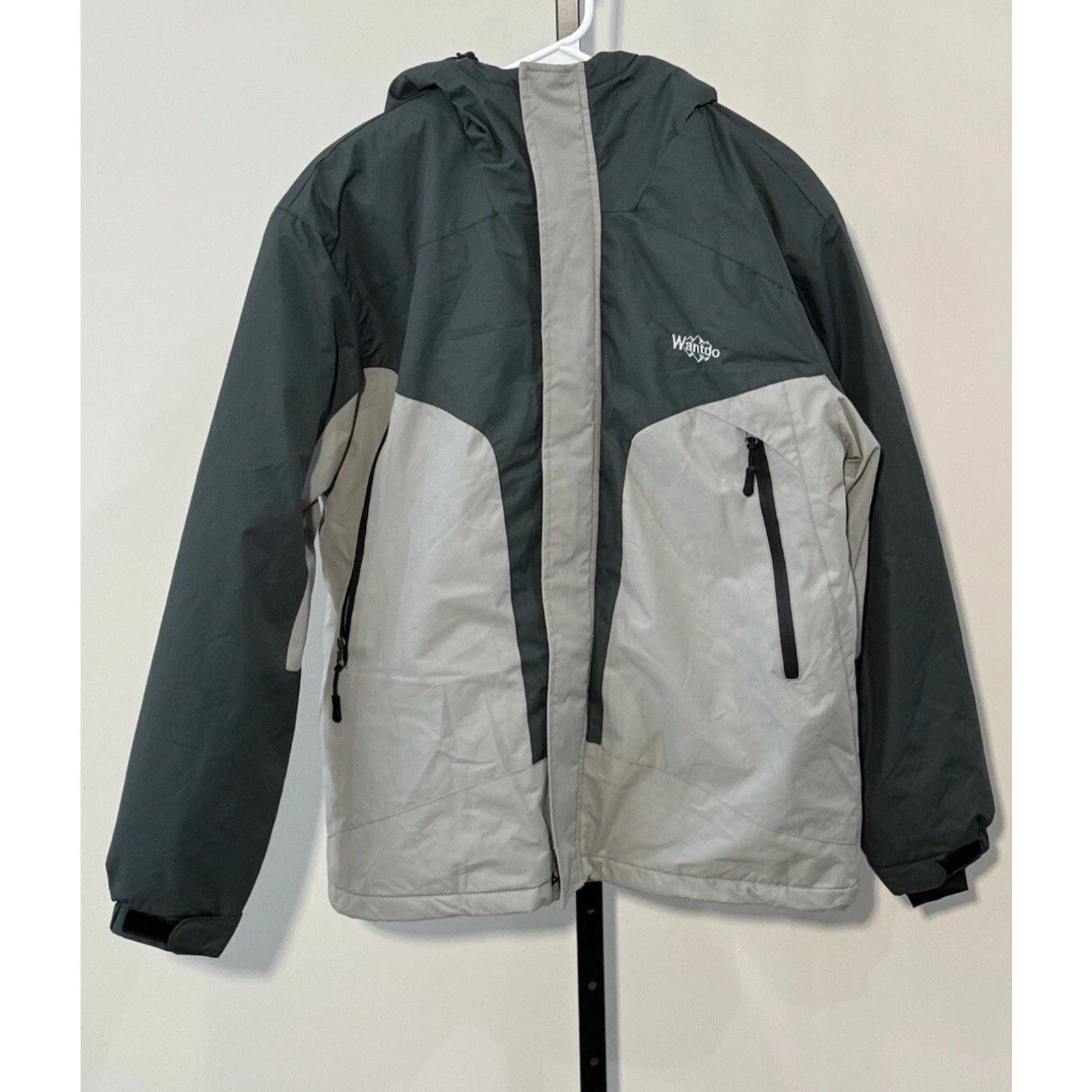 Wantdo Men's Waterproof Winter Ski Jacket Gray/Green Coat Size M