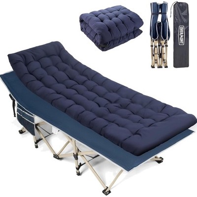 Campingbett Klappbar 190x71cm mit Matratze, Tragetasche, bis 250kg, blau