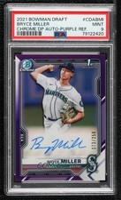 2021 Bowman Draft Chrome Pick Purple Refractor Bryce Miller PSA 9 MINT Auto 03ox