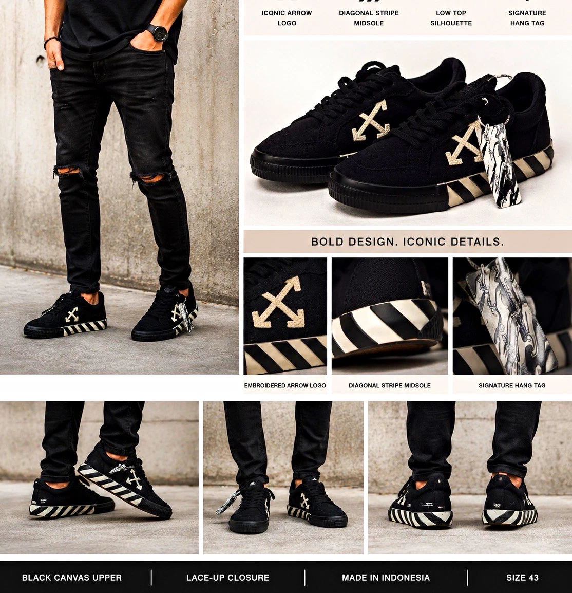 Off-White Vulcanized Low Black White | eBay