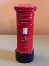 British Red Post Office Letter Box Piggy Bank/ Money Box. Metal
