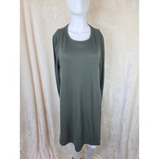 Shein Womens Waffle Knit Long Sleeve Mini Dress Olive Green Crew Neck Large L
