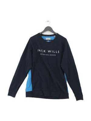 Jack Wills Herren Hoodie XL Blau Grafik Baumwolle mit Polyester Pullover