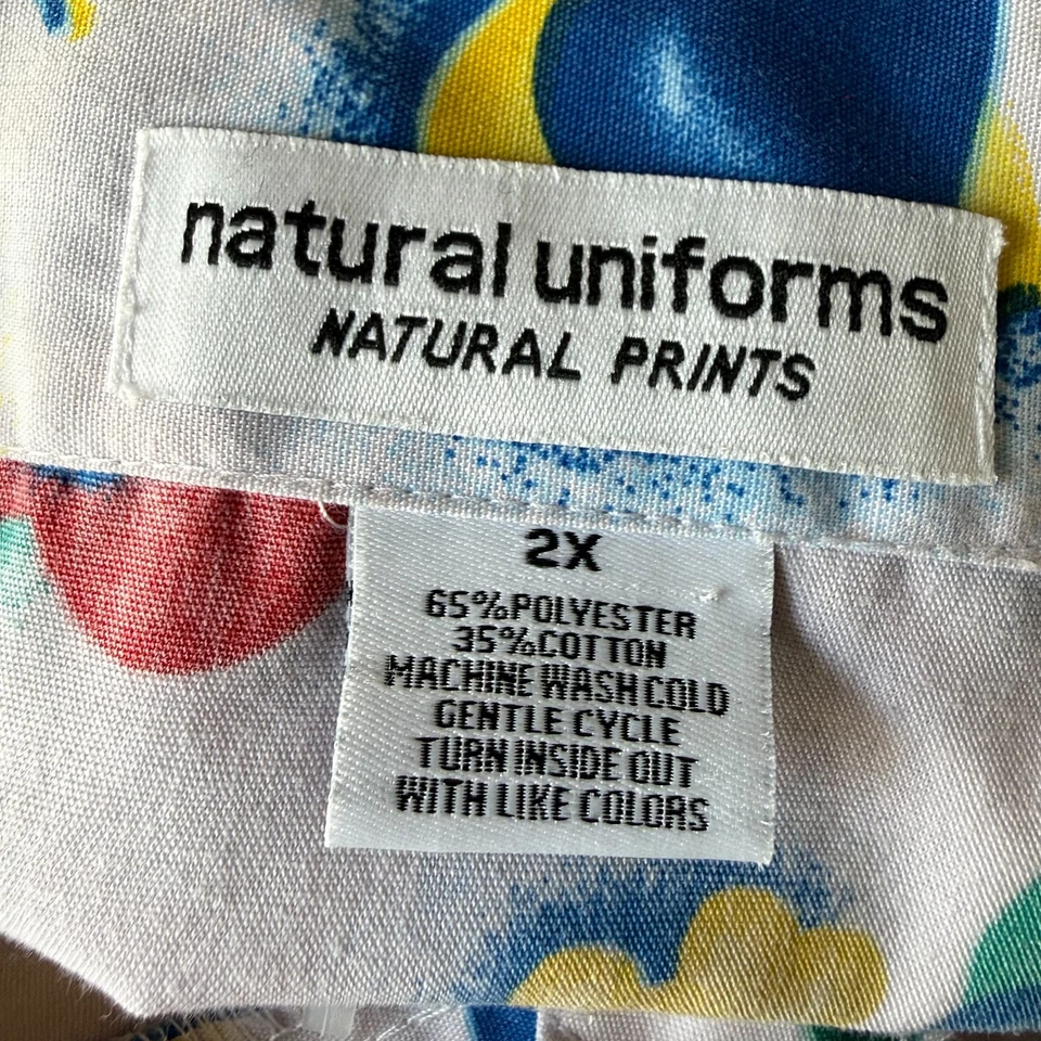 Natural Uniforms Women's Heart Theme Scrub Top Size 2XL White with Hearts - Image 4 of 4