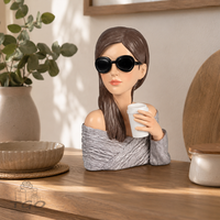 Formano BüSte Dame Mit Sonnenbrille + Kaffeebecher Aus Kunststein-759634