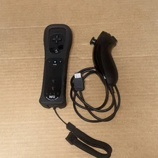 Nintendo Wii Black Motion Plus Remote Controller RVL-036 w/Nunchuck RVL-004