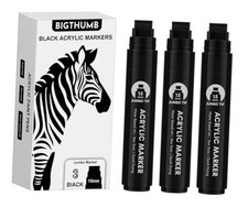 3 Pcs Jumbo Permanent Markers: 15mm Wide Tip Thick Acrylic Paint Pen Black