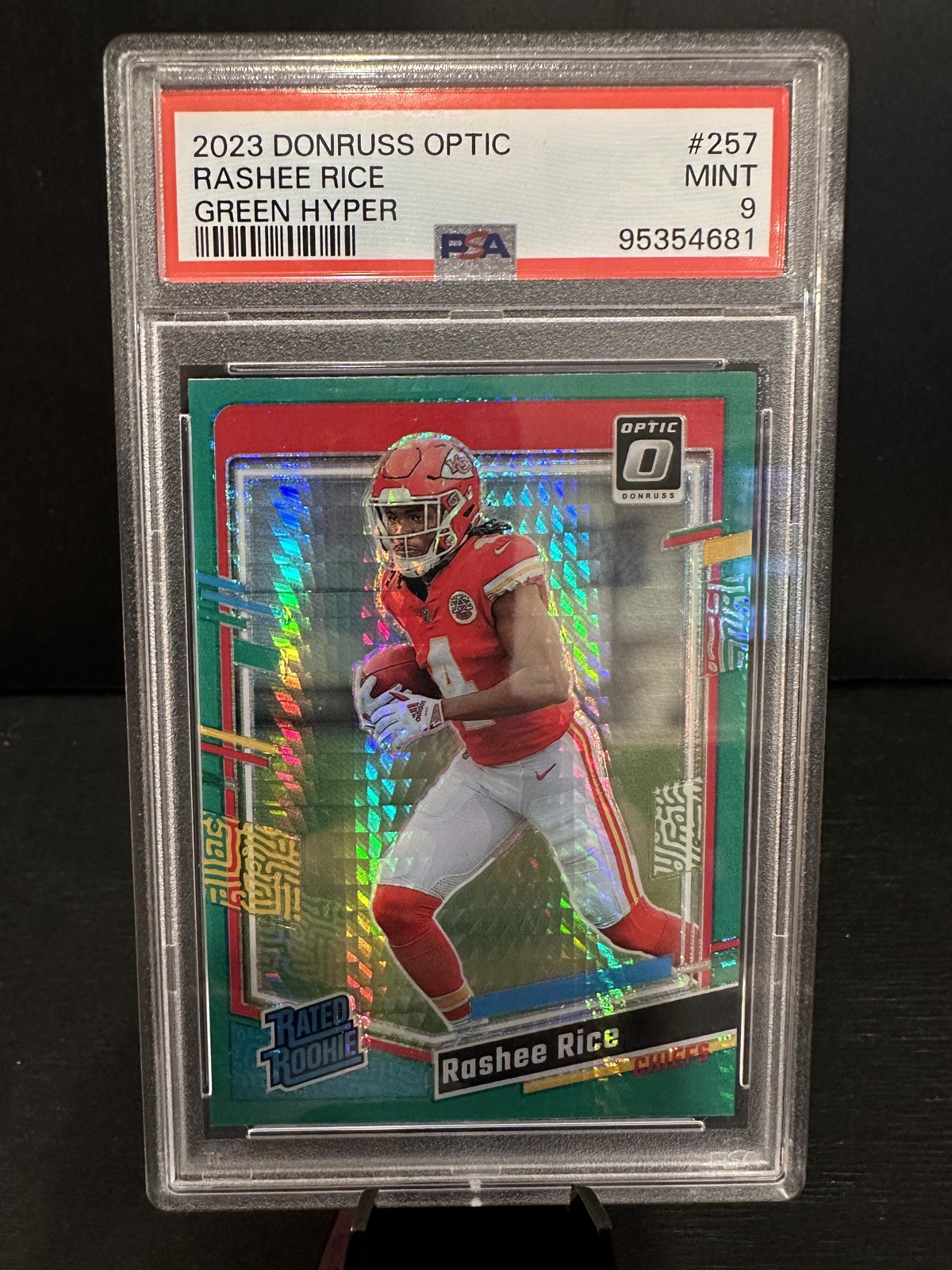 2023 Panini Donruss Optic Rookie Rashee Rice #257 PSA 9 MINT Green Hyper Prizm