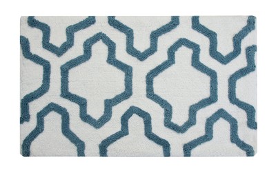 Bath Rug 100% Soft Cotton, Size 34x21 Inch, Latex Spray Non-Skid Backing, Whi...