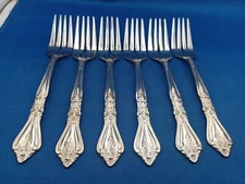 Lot of 6 Stanley Roberts, Rogers Co. KINGS BERRY Stainless Salad Forks 7"