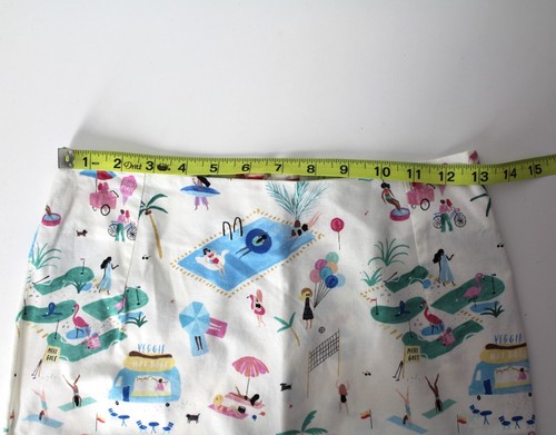 Love, Lilly size 00 Mini a-line skirt white summer fun beach scene print cotton - Picture 6 of 11