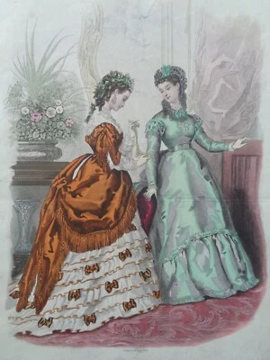 GRANDE GRAVURE DE MODE ANCIENNE Femmes La Mode Illustrée Old Fashion Plate - Photo 1/2