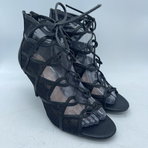 LC Lauren Conrad Rarity Open Toe Cage High Heel Women’s 8.5M Lace Up Zip Back