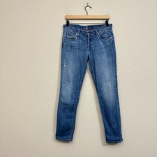 7 FOR ALL MANKIND Josefina Boyfriend Jeans Womens Sz 28 Blue Distressed Skinny