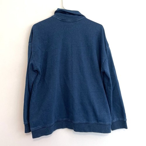 LANDS' END Serious Sweats Long Sleeve Pullover Blue Chambray Sweatshirt Medium M - Picture 9 of 11