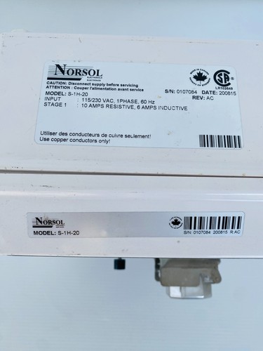 S-1H-20 - 1 ETAPA - 115/230VAC - 1 FASE - 60HZ - 10A RES - 6A IND - NORSOL S1 - Imagen 5 de 8