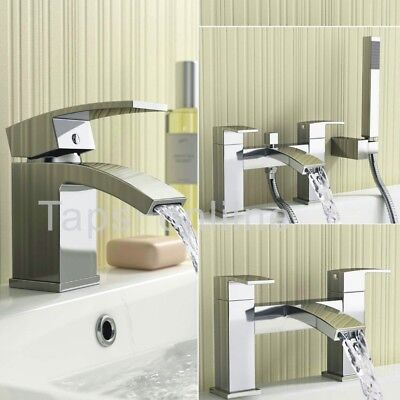 Modern Chrome Bathroom Sink Twin Taps Bath Filler Shower Mixer Basin Mini Mixer